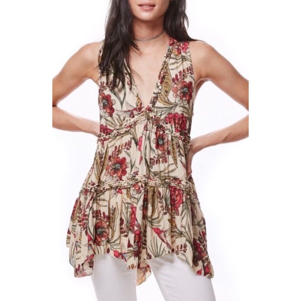 ❌SOLD❌Free People • Floral Sleeveless Tunic Top